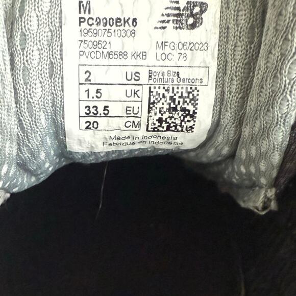 New Balance 990 V6 Grey/Black Kids Sneakers - SZ 2 Y - Picture 15 of 15